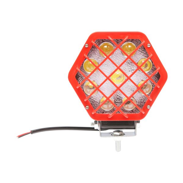 Lampa Proiector Hexagonal cu Grilaj Plastic Rosu, 9 LED-uri, Unghi de Radiere 30, DC 10-80V 27W Breckner Germany