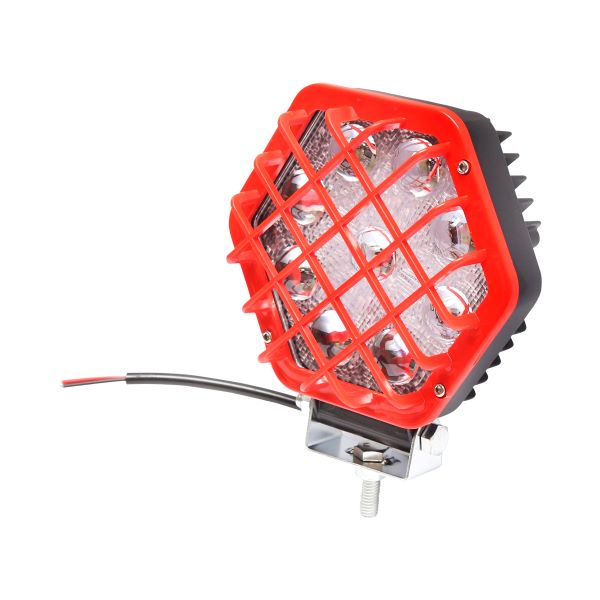 Lampa Proiector Hexagonal cu Grilaj Plastic Rosu, 9 LED-uri, Unghi de Radiere 30, DC 10-80V 27W Breckner Germany
