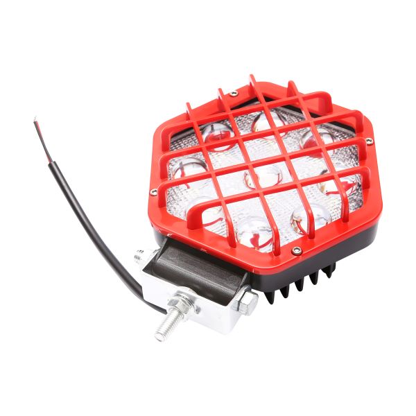 Lampa Proiector Hexagonal cu Grilaj Plastic Rosu, 9 LED-uri, Unghi de Radiere 30, DC 10-80V 27W Breckner Germany